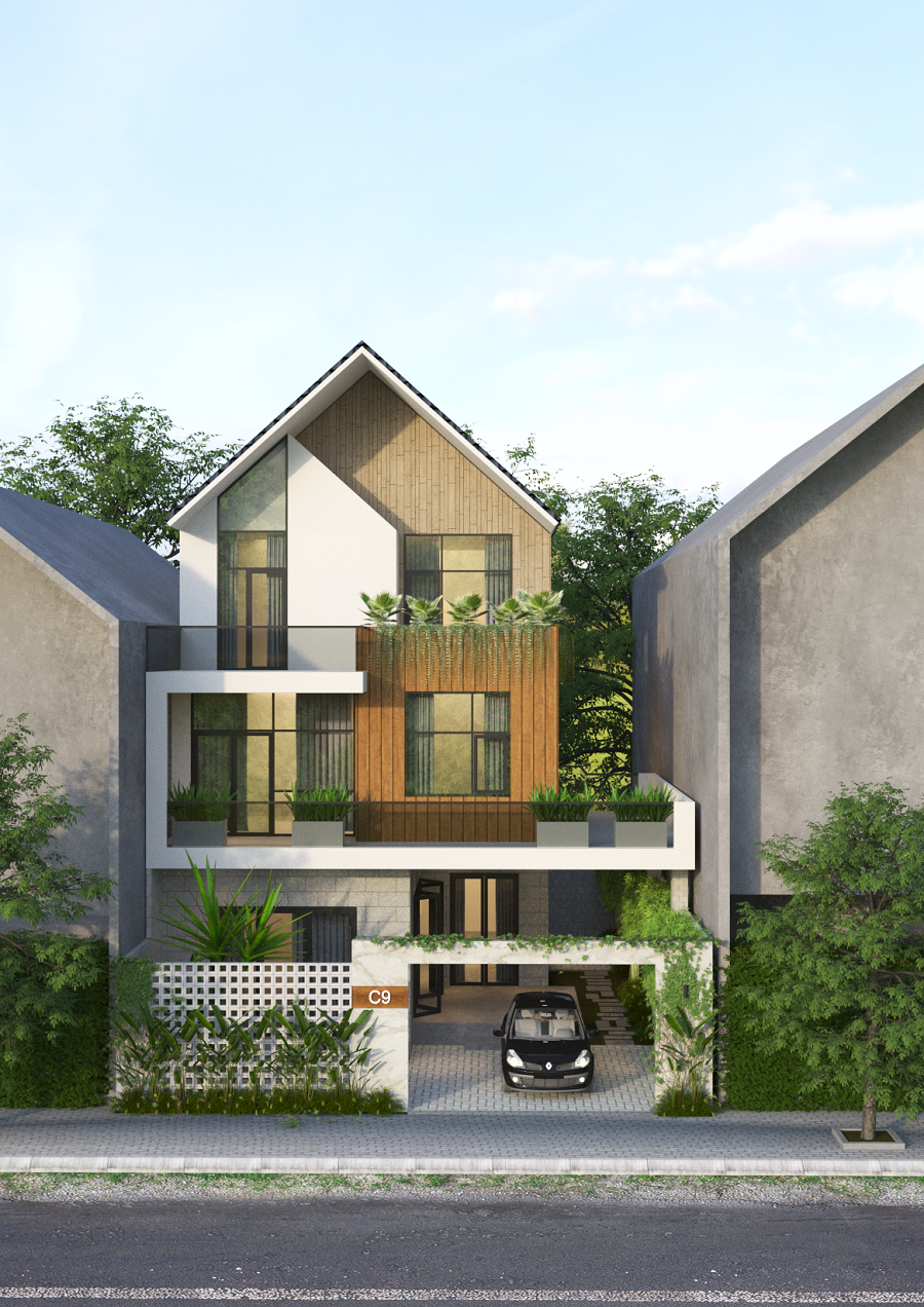 Mẫu biệt thự phố 1 trệt 2 lầu hình 1