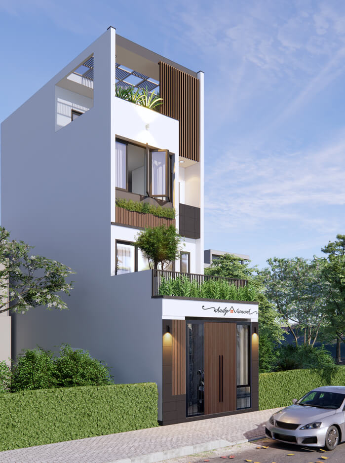Nhà phố 3 tầng và 1 lửng diện tích 5x15m hình 1