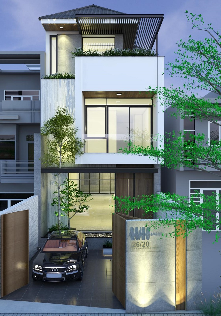 Thiết kế nhà phố 2 tầng chị Hân Nhơn Trạch hình 1