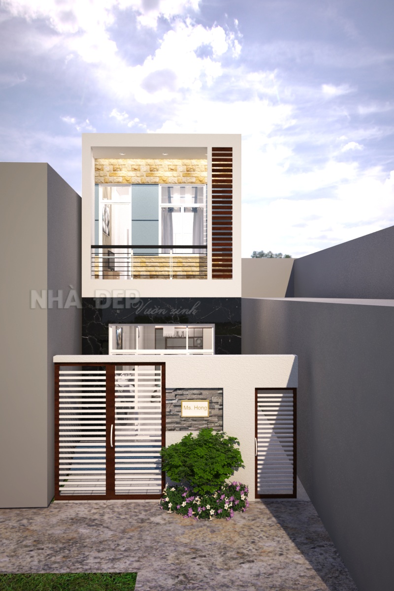 Thiết kế nhà phố 2 tầng Chị Hồng hình 2